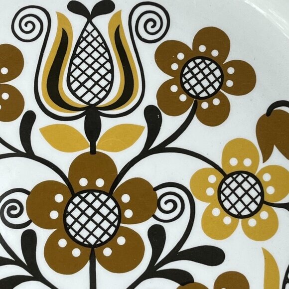 Folklore Ironstone Ware by Myott England 2 Dinner Plates 10" Brown Flowers - Picture 5 of 13